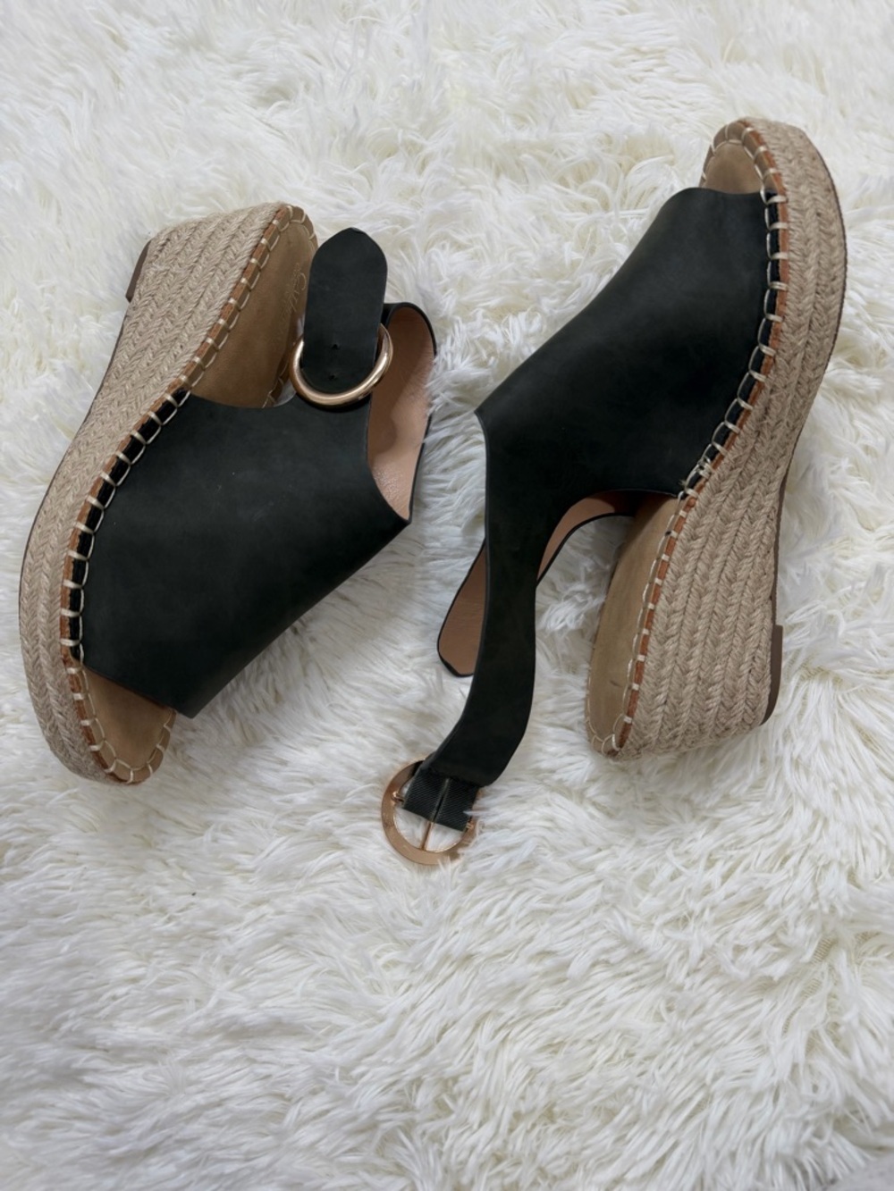 Catherine Malandrino Olive Green Espadrille Wedge Sandals Size 9 Preppy Travel - Picture 7 of 12